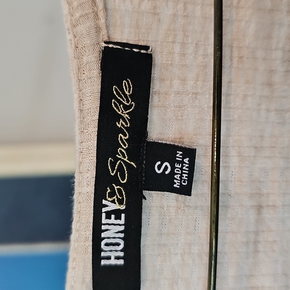 Cream Tan Boho Tunic with Lace Detail Womens Oversized Small - Picture 2 of 5